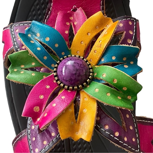 Corkys Elite Floral Leather Mule Close Toed Slide Sandals 7 - Picture 9 of 11